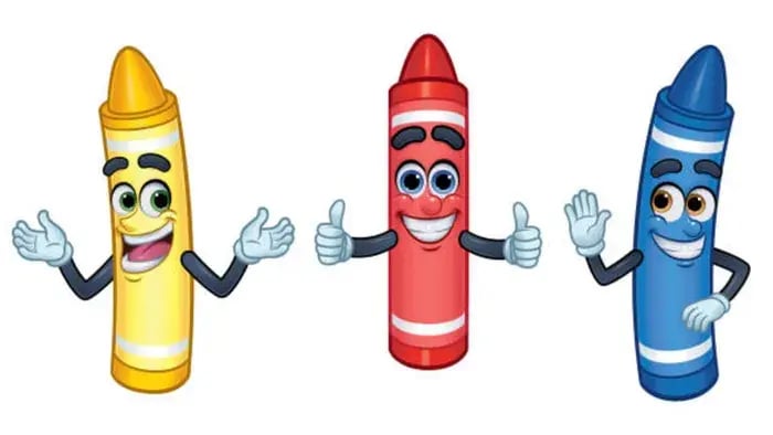 Three crayons smiling