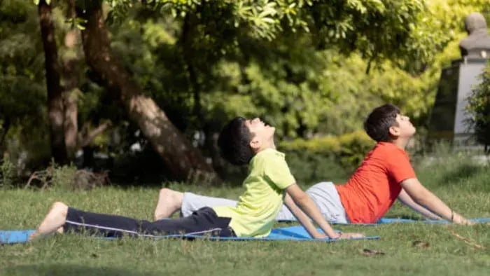 Indian kids doing Yoga