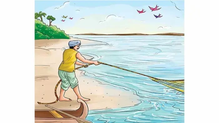Fisherman fishing near a see