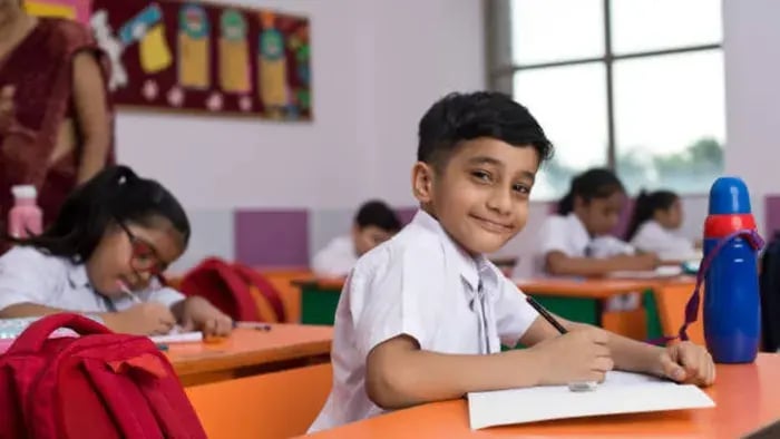 Indian kid studying