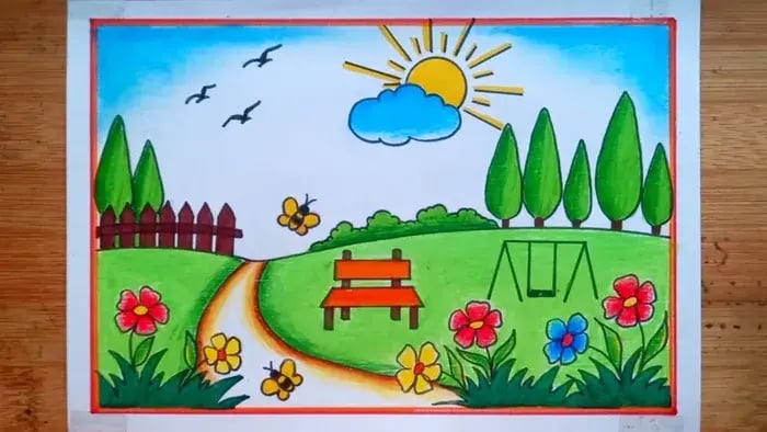 Summer Drawing Ideas for Kids: Step-by-Step Guide - Park Scene Drawing
