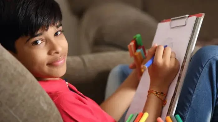 Indian Kids Doing Art And Craft