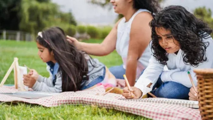 Indian Kids Doing Art And Craft