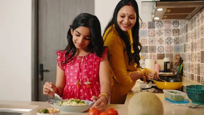 mother and daughter in the kitchen