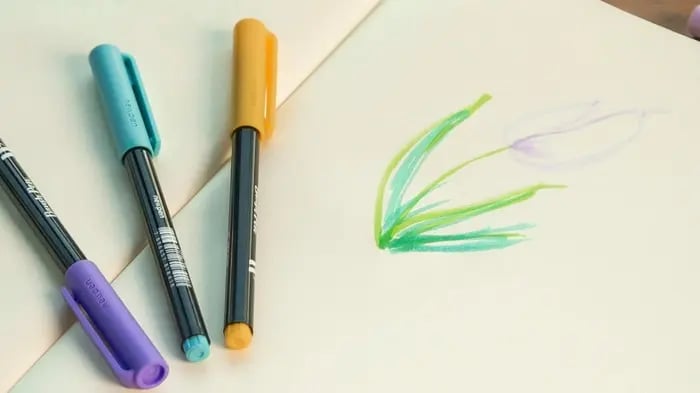 Flower Drawing On A Notebook