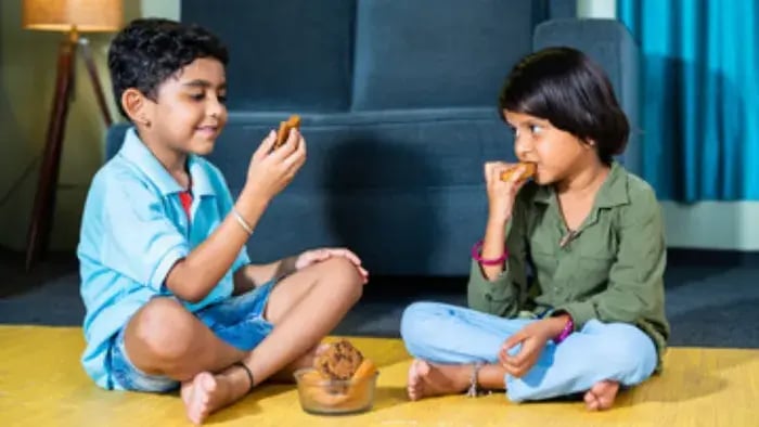 Indian Kids Eating Healthy Food
