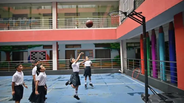 Indian kids doing exercise