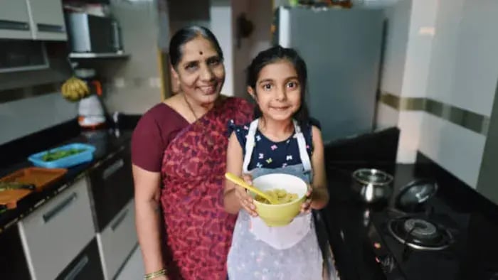 Indian kid eating