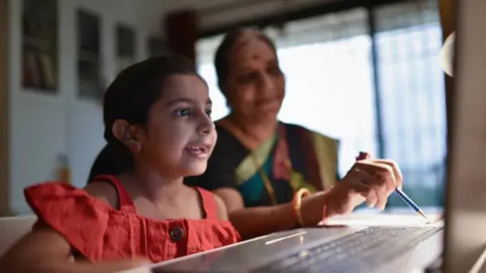 Indian Kids Studying On Computer