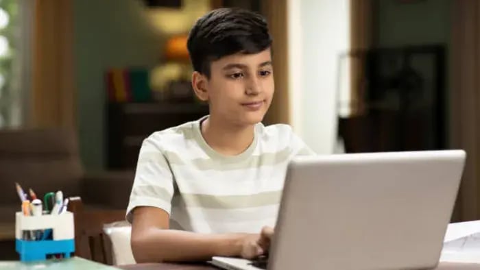 Indian Kids Studying On Computer