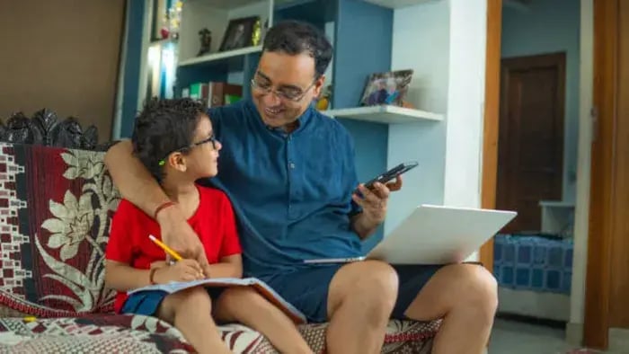 Indian parents and kids reading