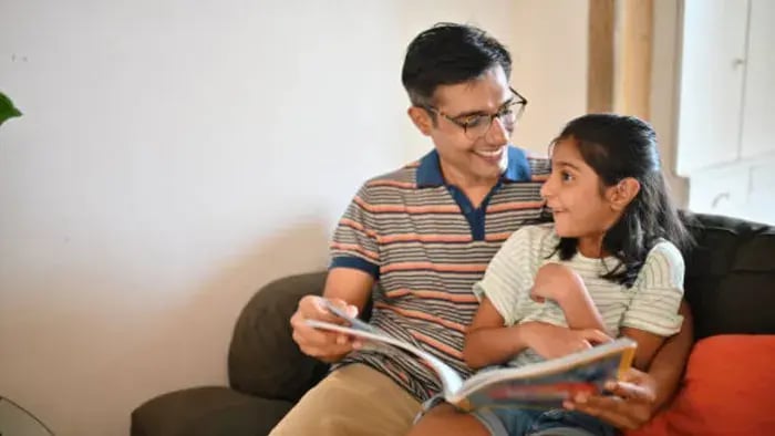 Indian parents and kids reading
