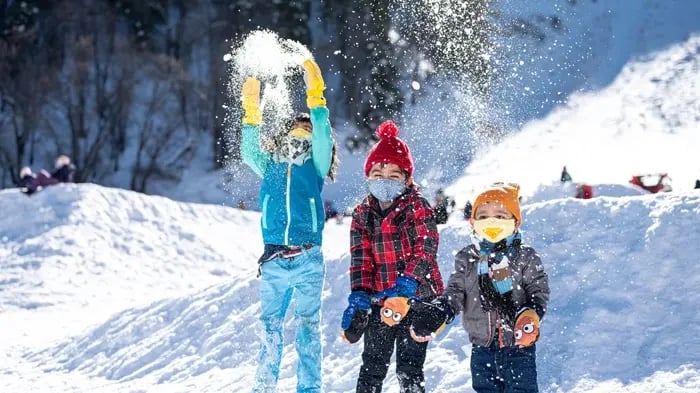 Children Playing Rough In The Snow