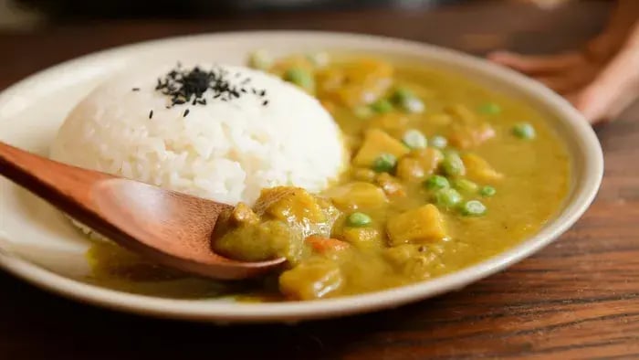 rice in a plate with curry