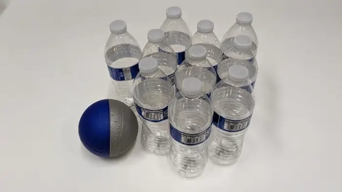 plastic bottle with a ball