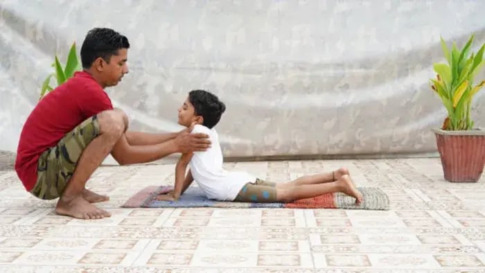 Indian Kids Doing Flexibility Exercises