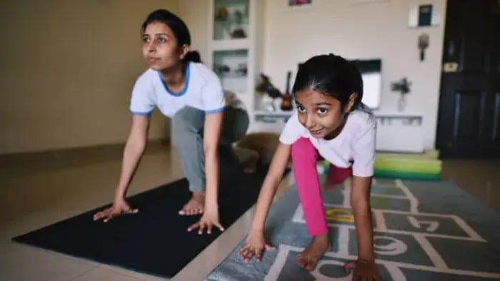 Indian Kids Doing Flexibility Exercises