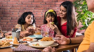 Indian kids eating