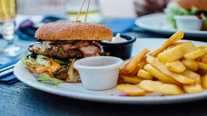 burger and french fries