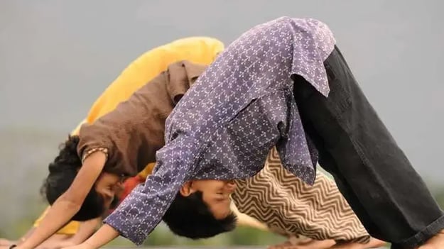Kids doing yoga