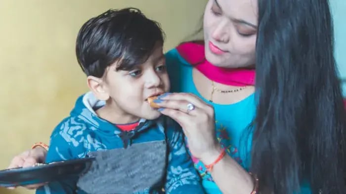 Indian kid eating