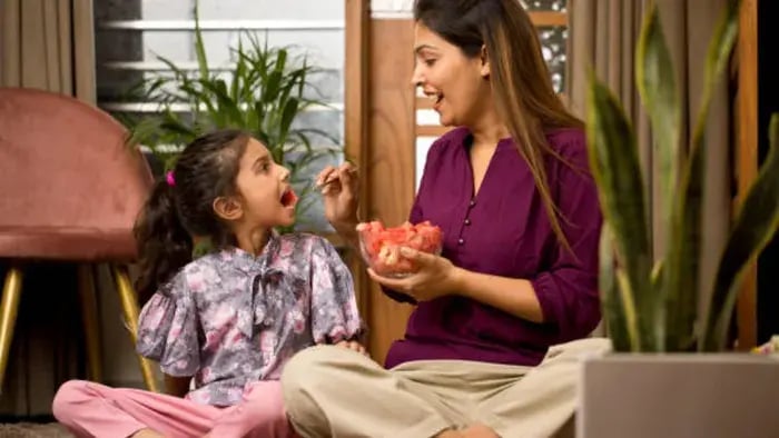 Indian kid eating