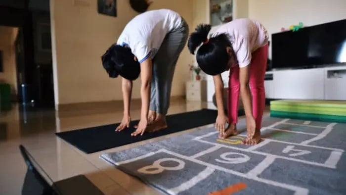 Indian Kids Doing Exercise