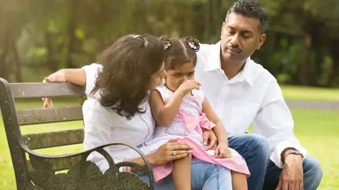 Parents With Girl Outside Parents Shouting At Child