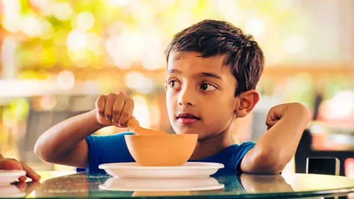 Indian kid eating