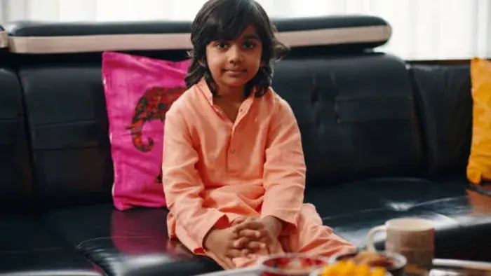 Indian kid eating
