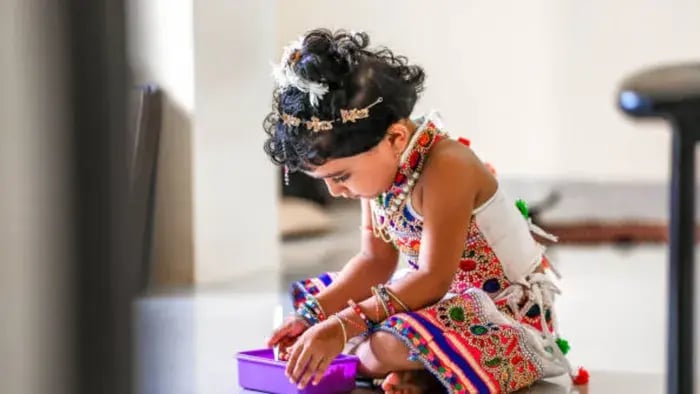 Indian kid eating
