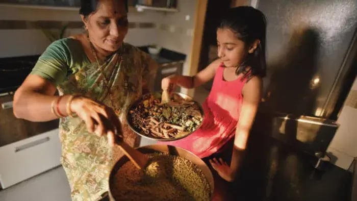 Indian kids cooking