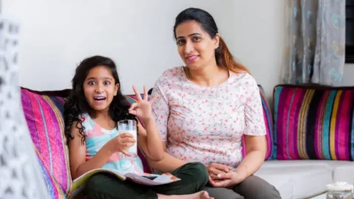 Indian kid eating healthy food