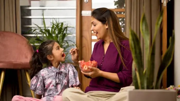 Indian Kids Eating Healthy Food