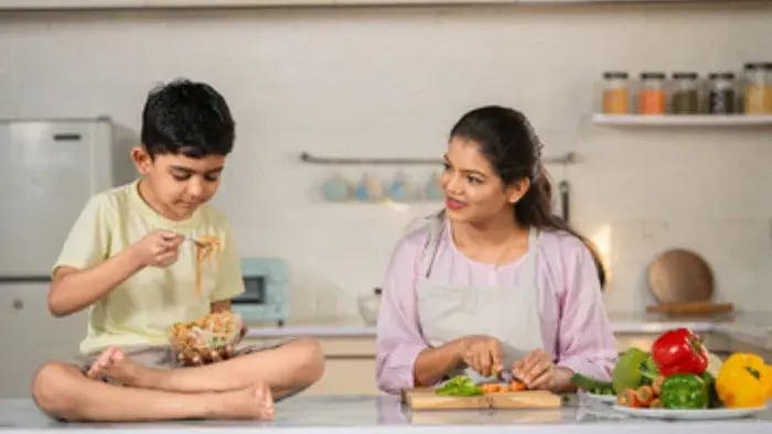 Indian Kids Eating Healthy Food