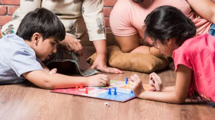 Indian kids playing indoor games